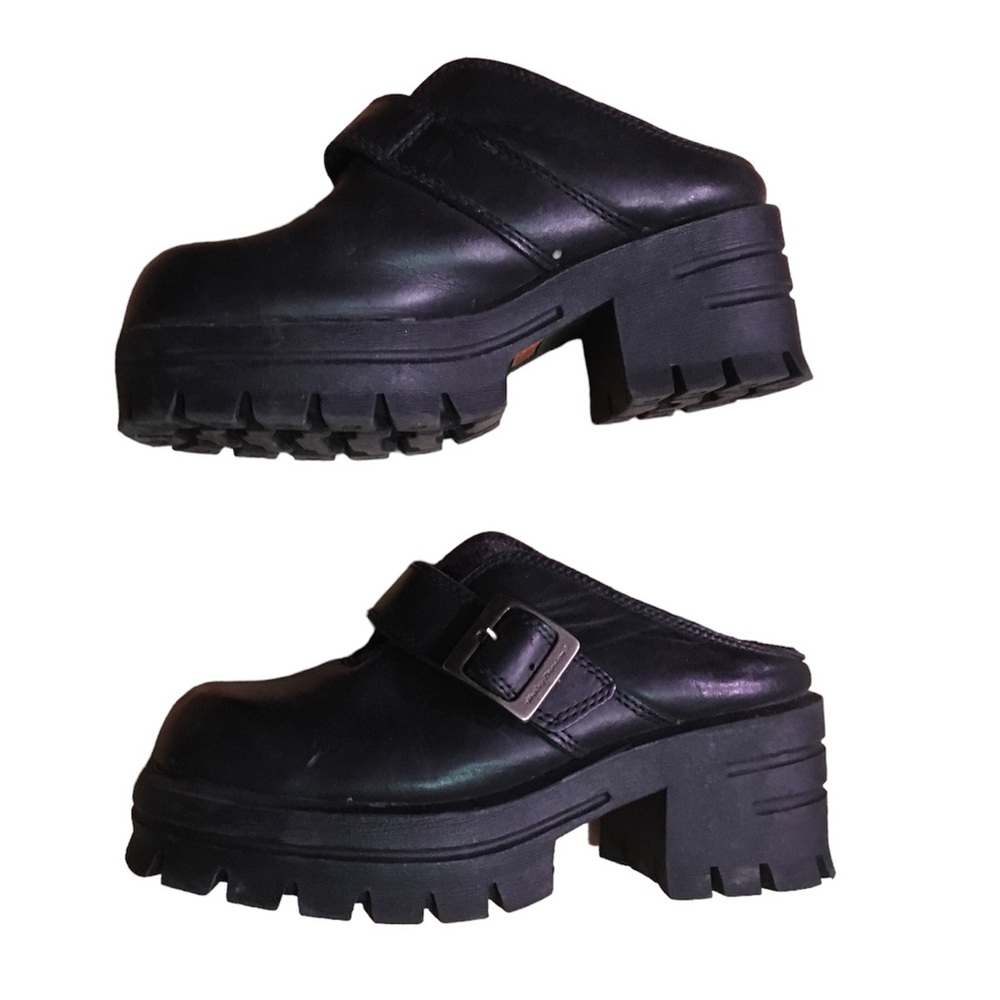 Chunky Vintage Black Harley Davidson platform clogs